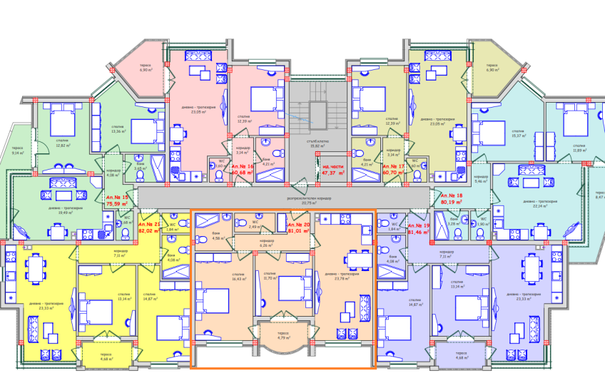Южен среден тристаен апартамент в нова сграда–кв. Любен Каравелов,гр. Хасково